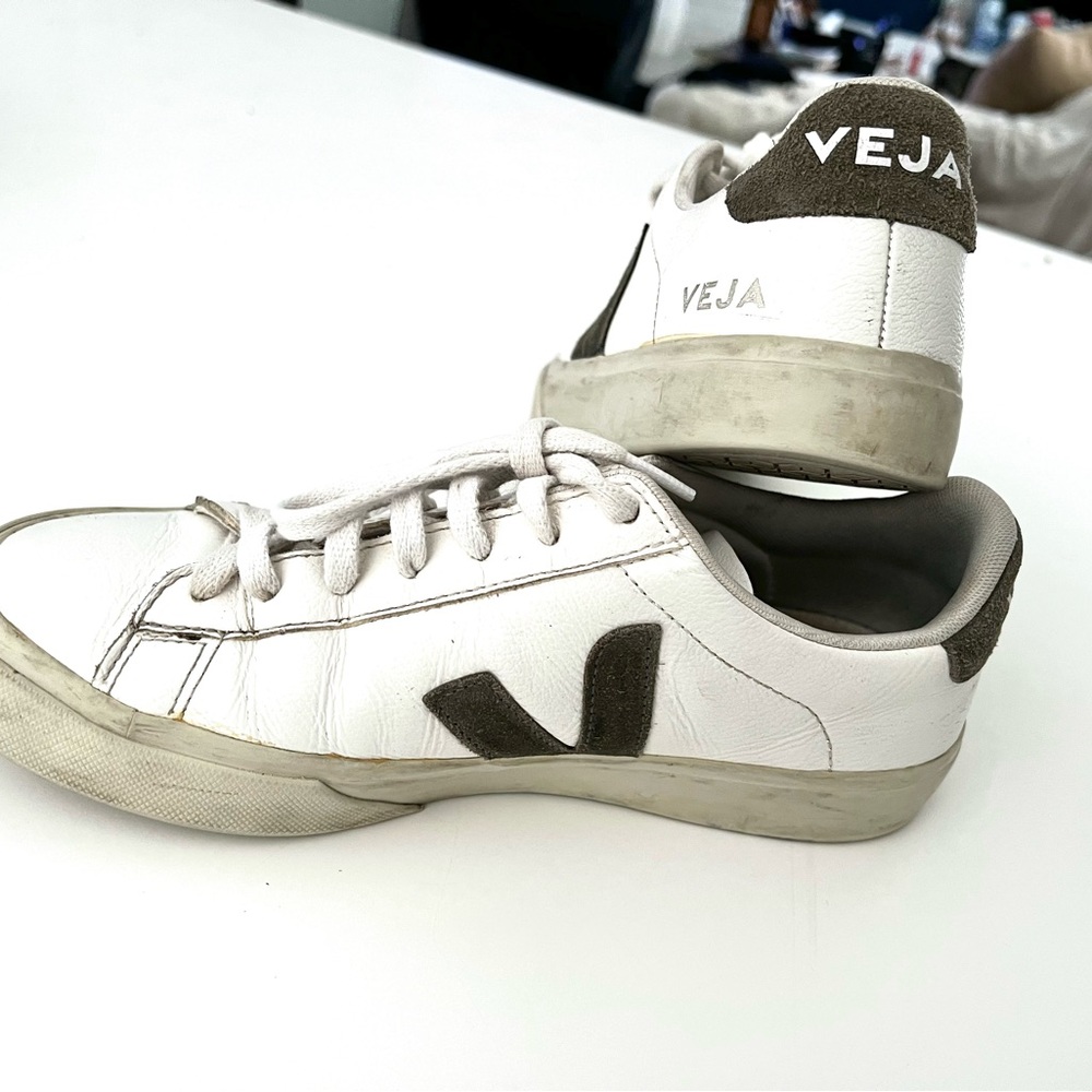 Veja White and Sage Gray Sneakers